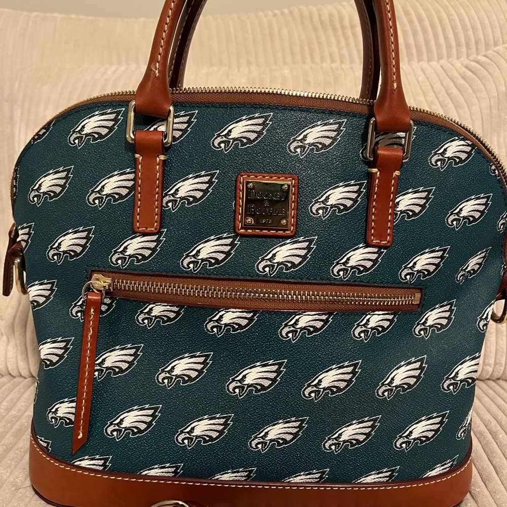 Dooney & Bourke Philadelphia Eagles Satchel with Brown Trim - Picture 2 of 7